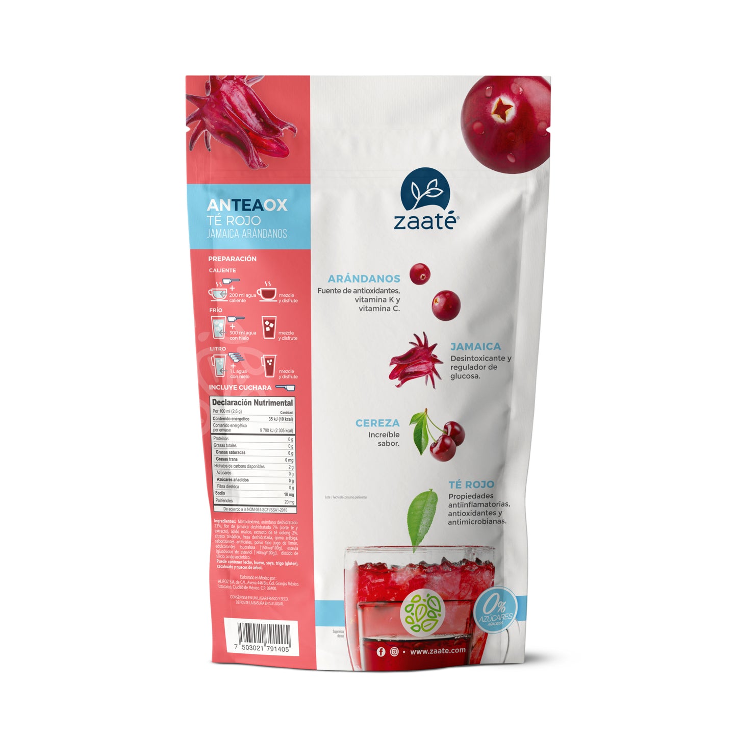 Té Rojo Anteox Jamaica Arándanos 0% Azúcar 700 g