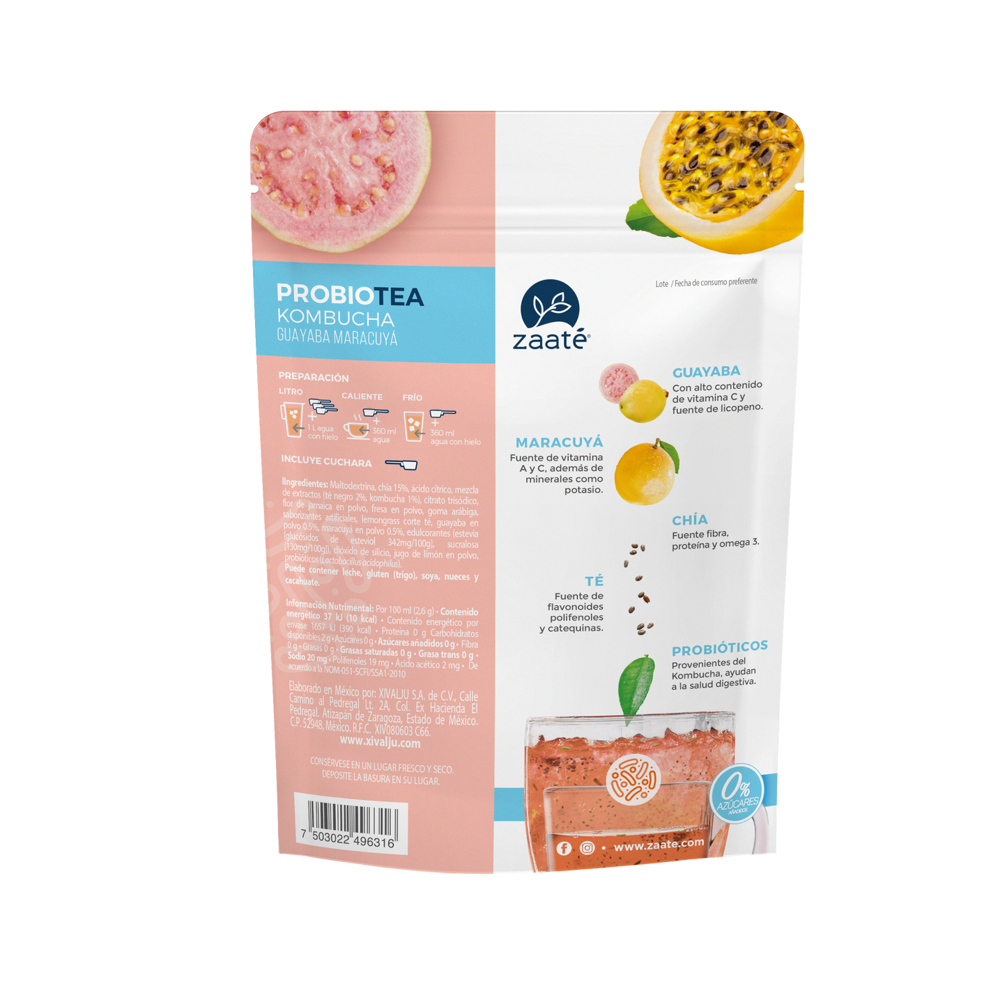 Mini Kombucha Guayaba Maracuyá 0% Azúcar 120g