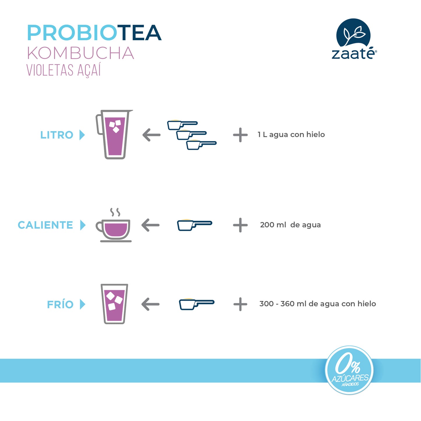 Mini Kombucha Violetas Açaí 0% Azúcar 120g