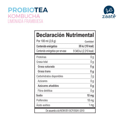 Kombucha Limonada Frambuesa 0% Azúcar 700g