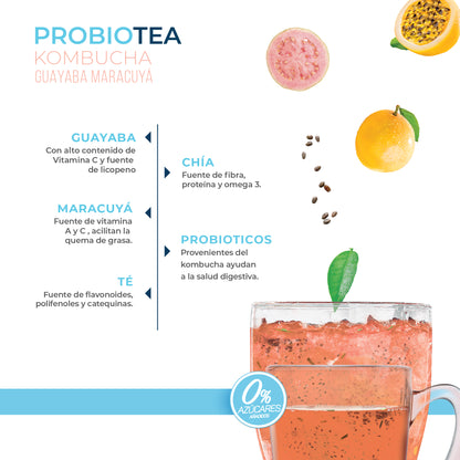Mini Kombucha Guayaba Maracuyá 0% Azúcar