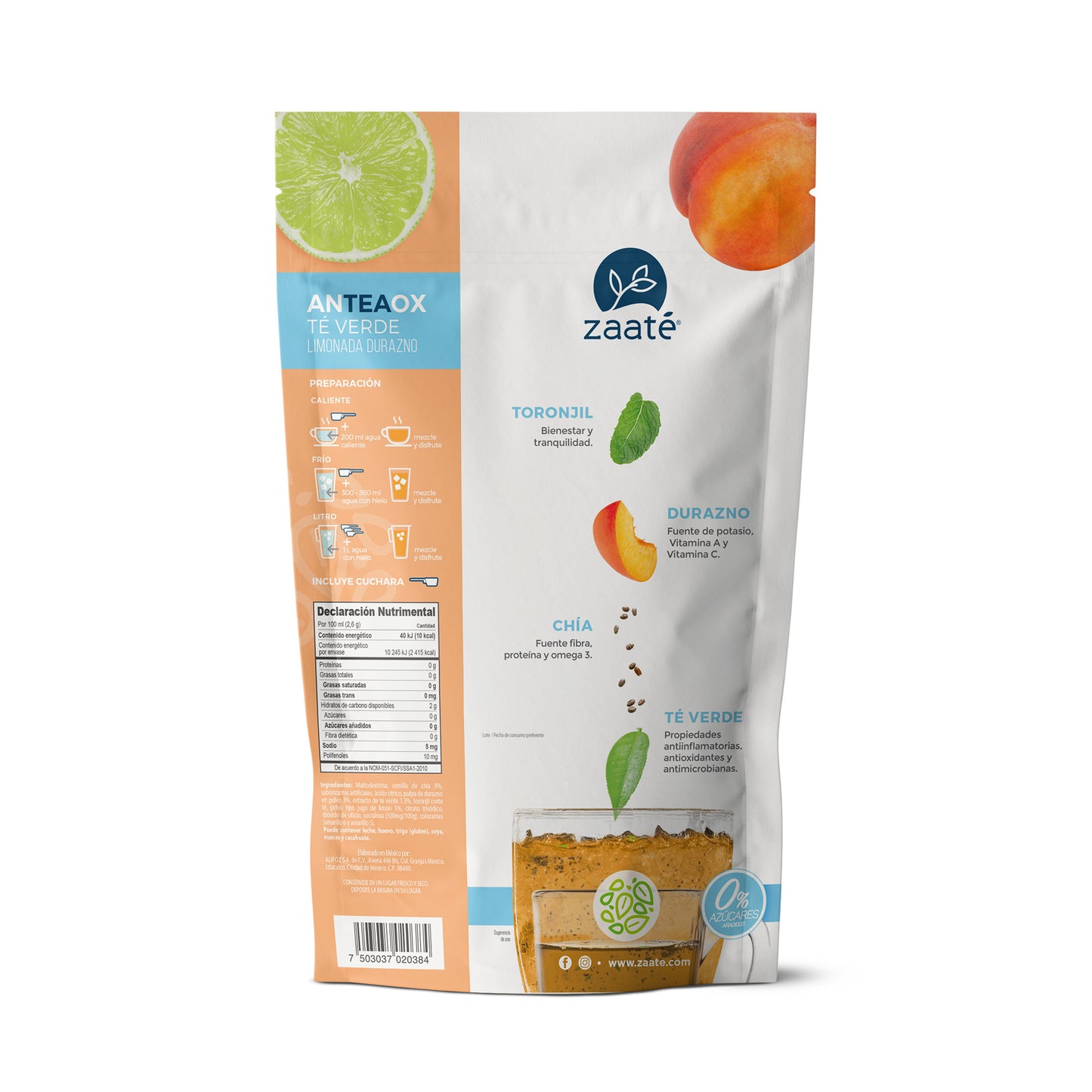 Té Verde Limonada Durazno 0% Azúcar 700g