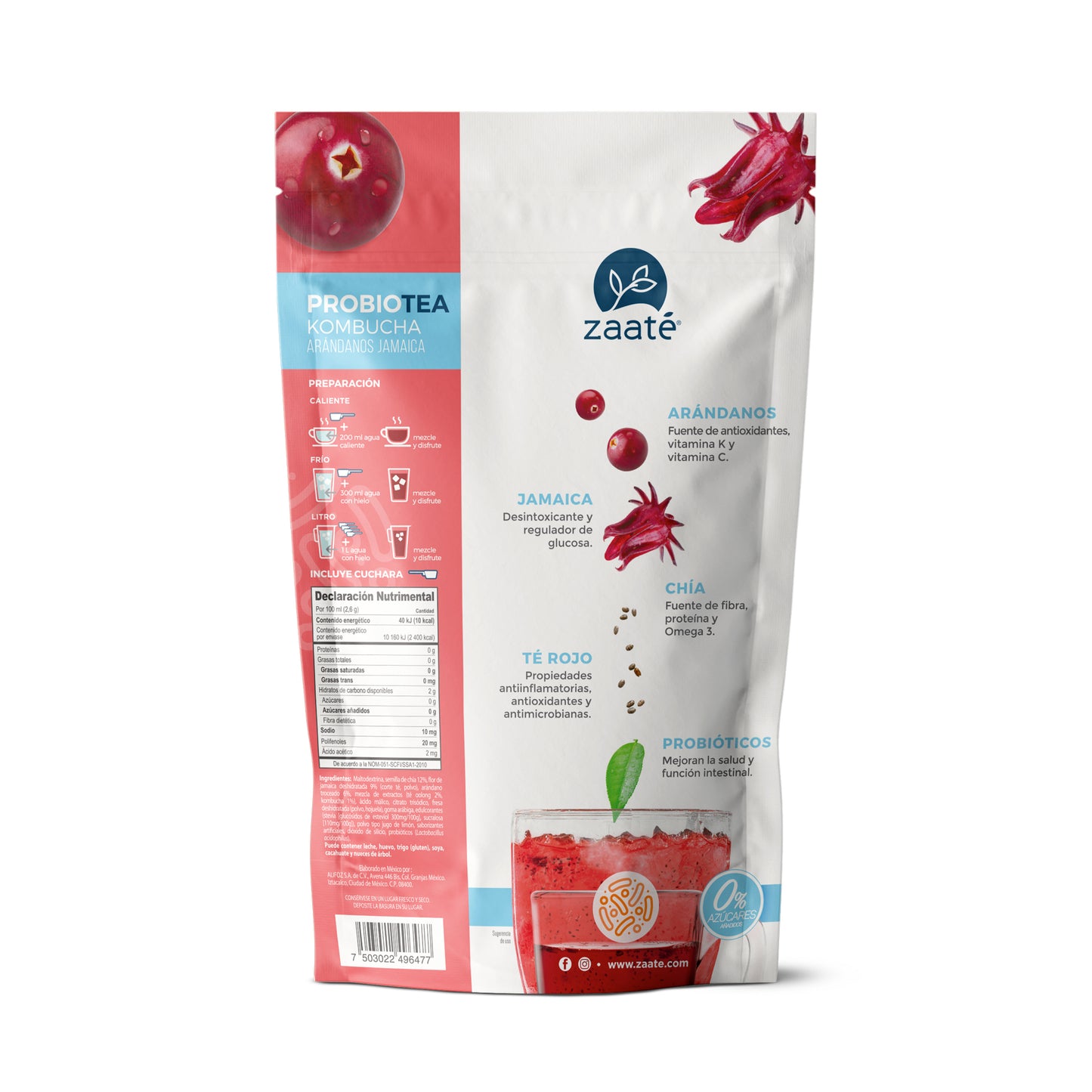 Kombucha Arándanos Jamaica 0% Azúcar 700g