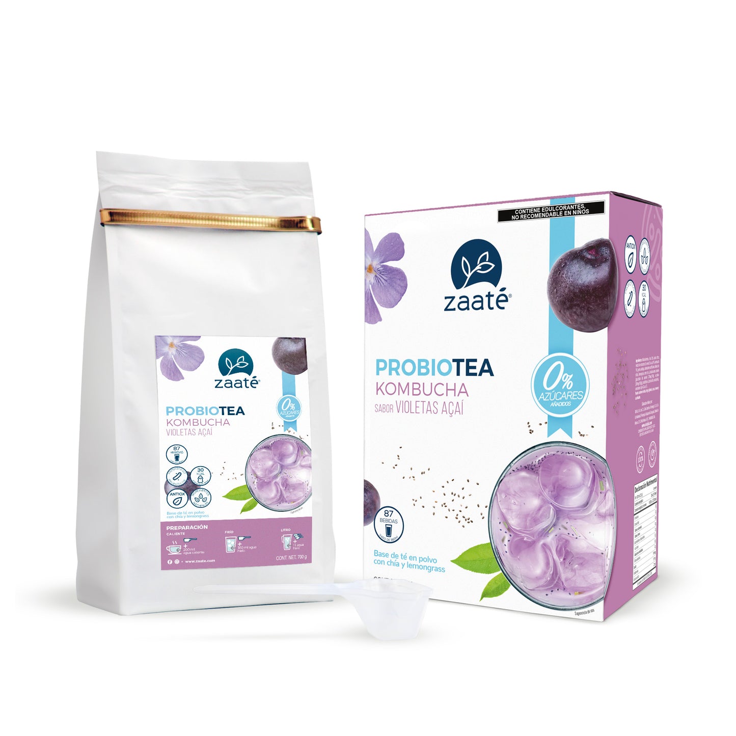 Kombucha Violetas Açaí 0% Azúcar 700g